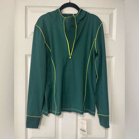 Fabletics Women's Nara Half Zip Hoodie Rainforest/Citron Color Size L NWT - Picture 6 of 16